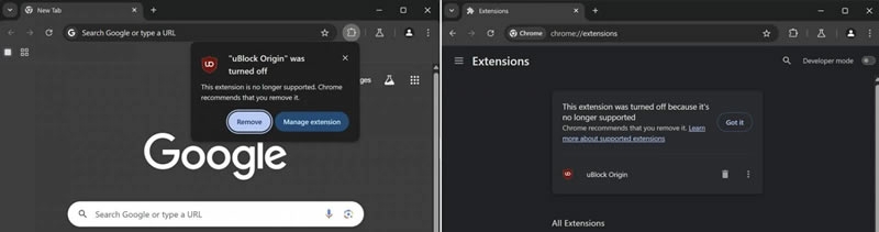 Google начала массово отключать uBlock Origin в Chrome из-за перехода на Manifest V3