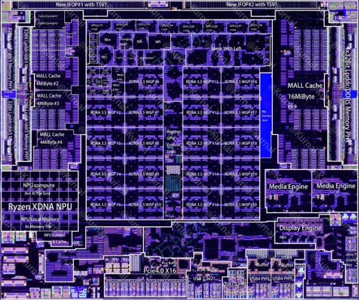 Кристаллы процессоров AMD Strix Halo с огромным iGPU показались на детальных фото