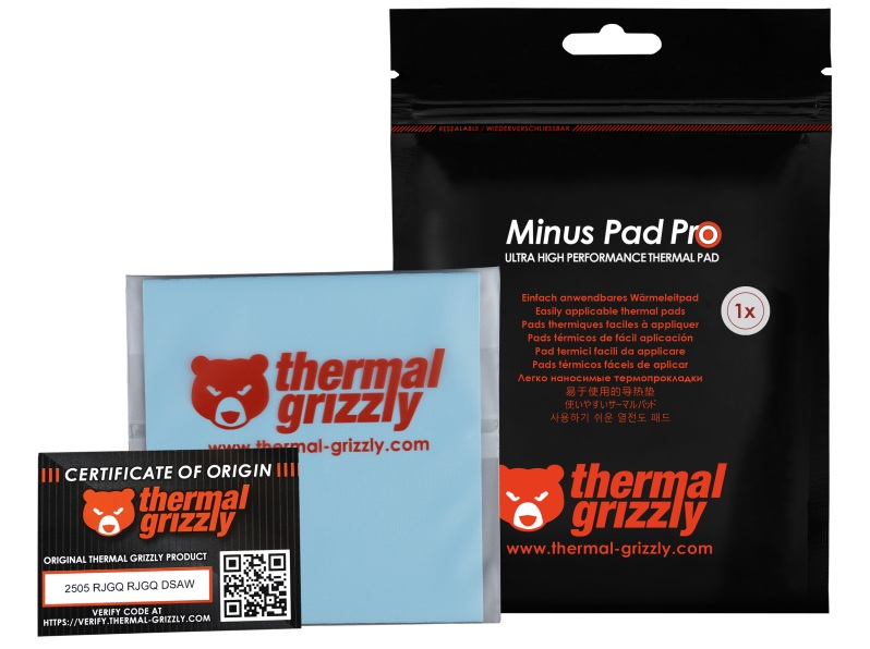 Thermal Grizzly представила термопрокладки Minus Pad Basic, Pad Advance и Pad Pro