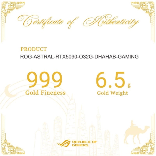 Asus начала продажи золотой видеокарты ROG Astral RTX 5090 Dhahab Edition — цена достигает $10 600
