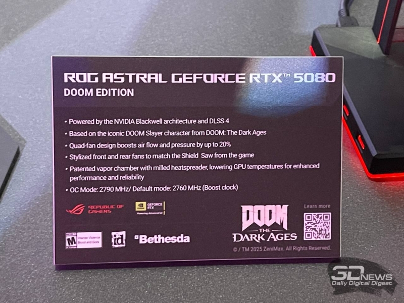 Asus показала огромную видеокарту RTX 5080 Noctua Edition и «адскую» ROG Astral RTX 5080 Doom Edition