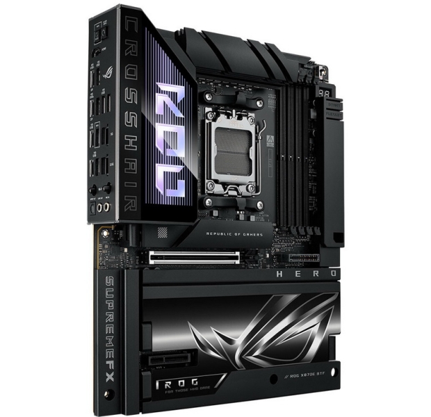 Asus выпустила плату ROG Crosshair X870E Hero BTF для чистых ПК без видимых кабелей
