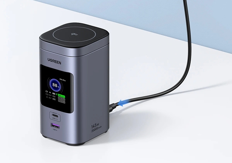 UGREEN запустила глобальные продажи 145-Вт пауэрбанка с беспроводной зарядкой, 200-Вт адаптера питания и беспроводных наушников