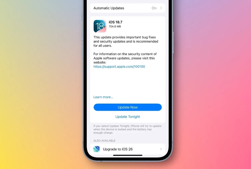 Apple выпустила обновление iOS 18.7 для тех, кто не хочет ставить iOS 26