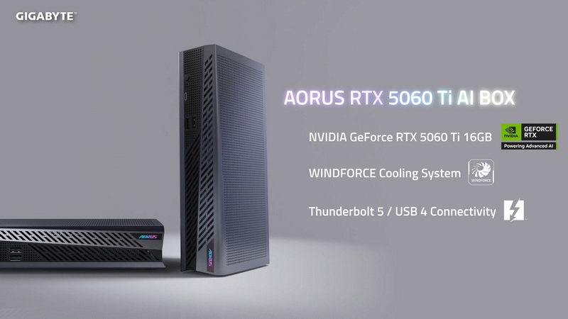 Gigabyte представила док-станцию Aorus AI BOX с GeForce RTX 5060 Ti 16GB и портом Thunderbolt 5