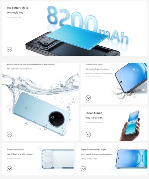 Vivo представила смартфон Y500 с батареей на 8200 мА·ч и повышенной водозащитой