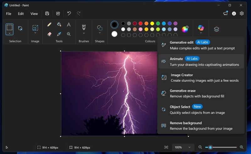 Microsoft научила Paint в Windows 11 генерировать анимации и редактировать изображения с помощью ИИ